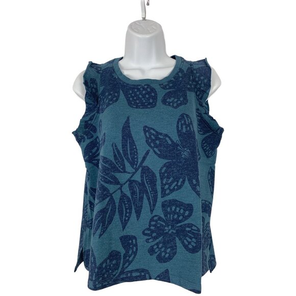 Sonoma Tops - Sonoma Floral Print Sleeveless Top Blue Cotton Blend Size PS